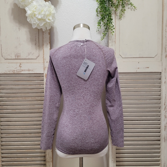 Gymshark Vital workout Athletic seamless longsleeves top purple wash marl small - Picture 6 of 12